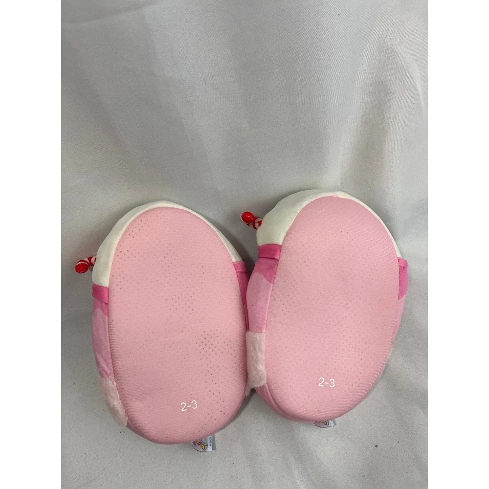 Squishmallows Peppermint Pink Milkshake Plush Slippers Kids Size 2/3 NWT